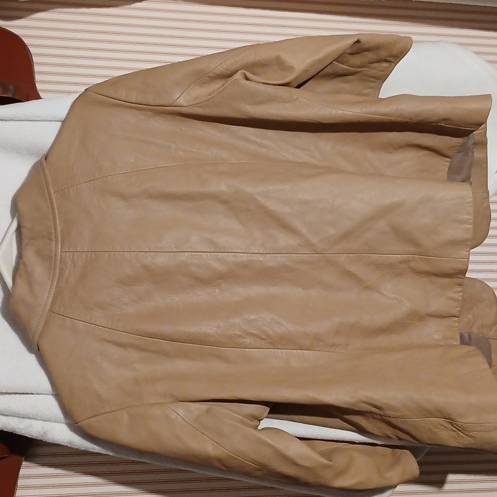 Talbots Tan Leather Button-Front Jacket - image 3